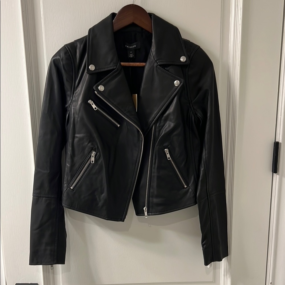 Halogen Black Leather Biker Jacket